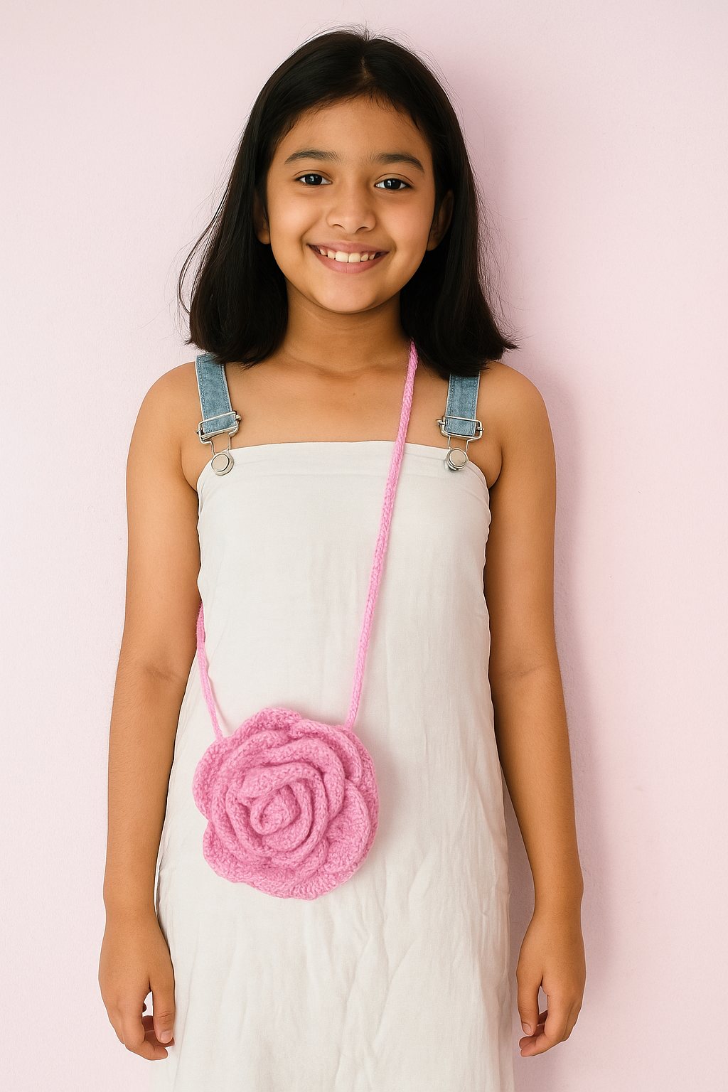 Crochet Pink rose bag