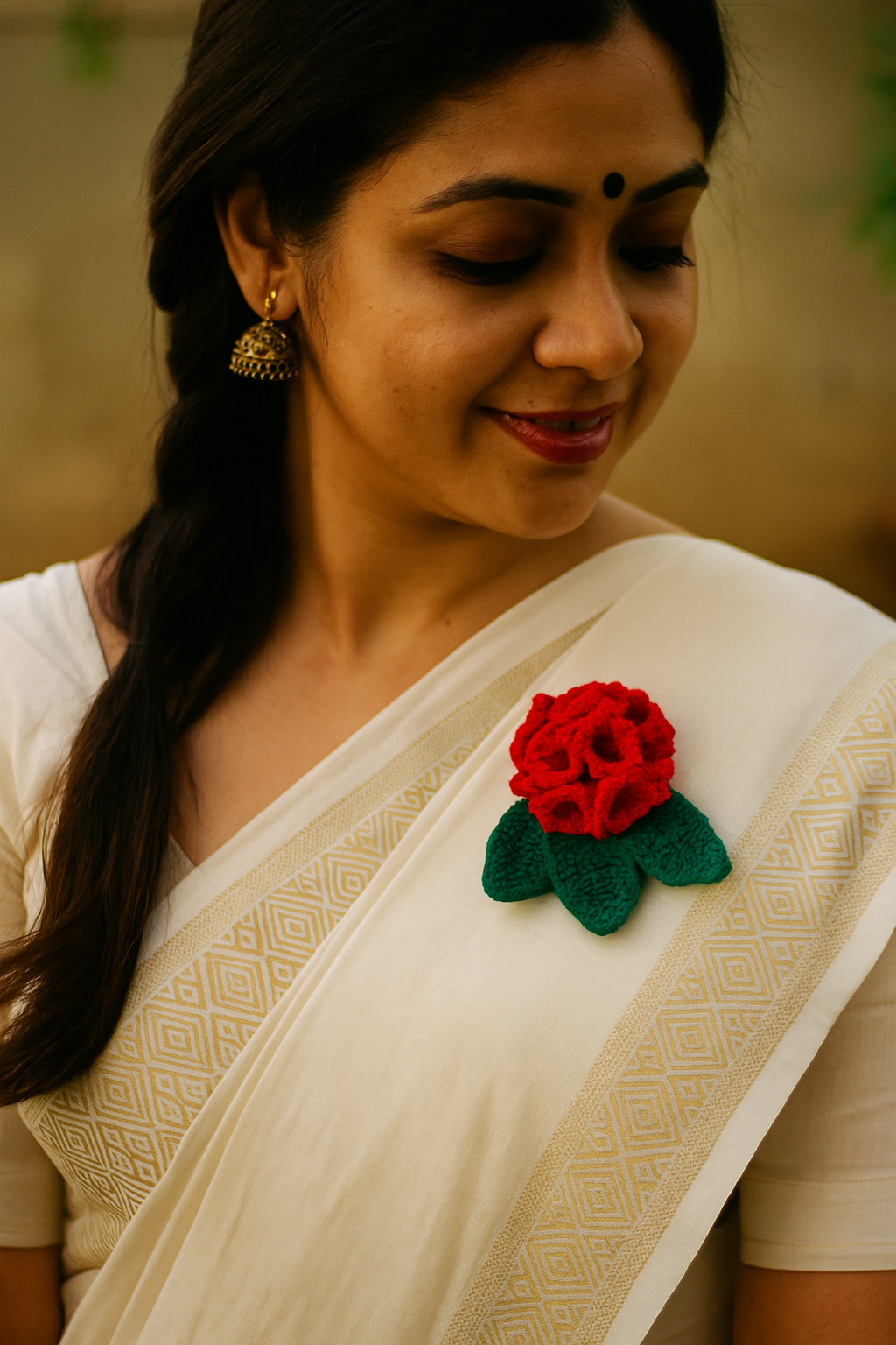 Crochet brooch / Laligurash Brooch / Rhododendron Brooch / Sari pin / Sari Hook 