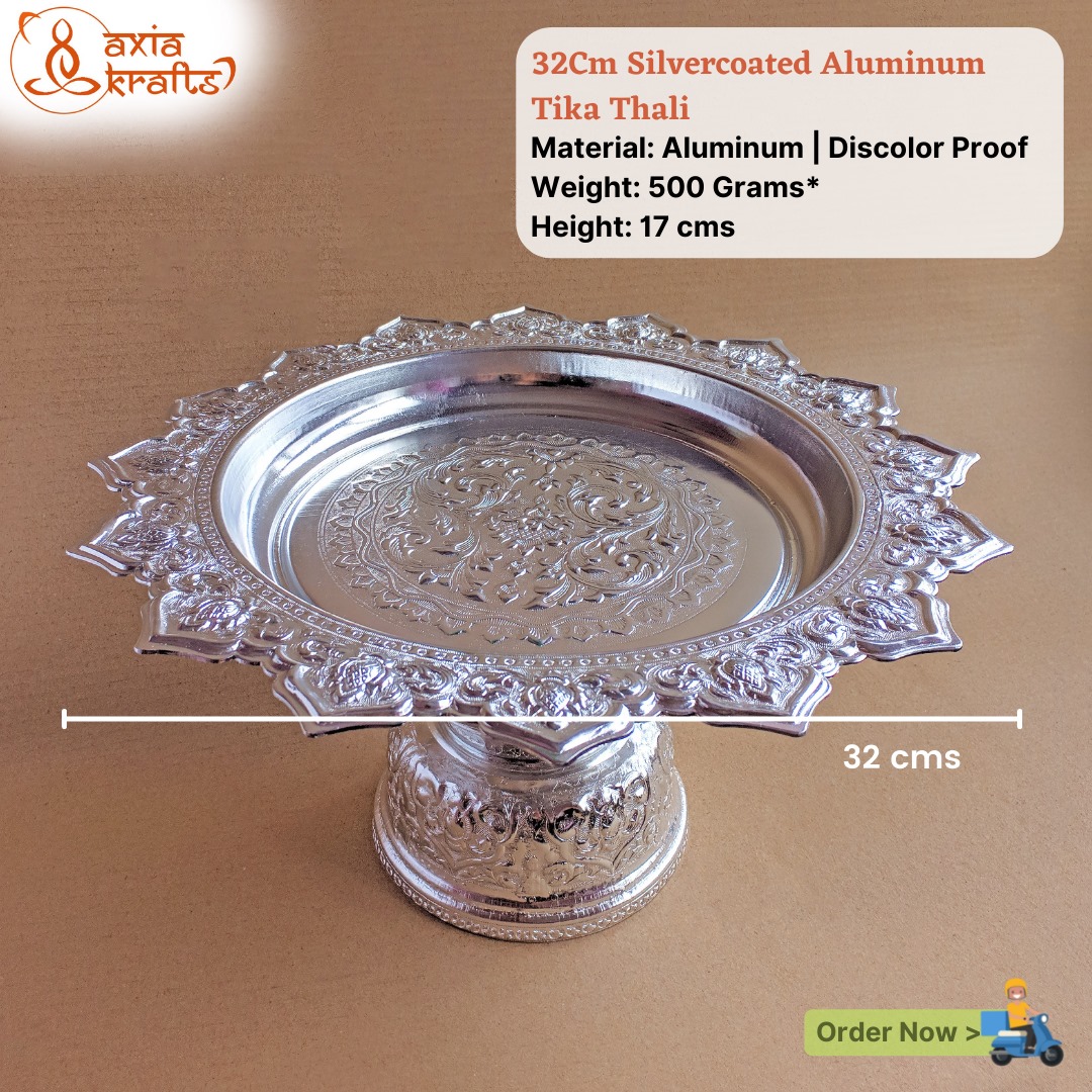 32 CM Silvercoated Aluminium Tika Thali