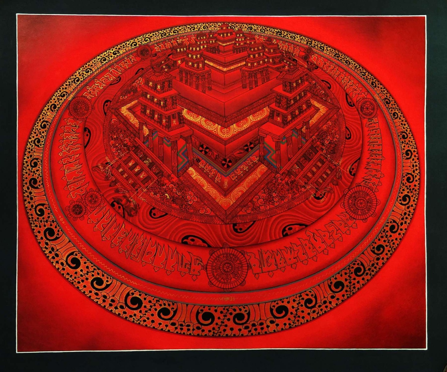  Tibetan Thangka of Palace Kalachakra Mandala