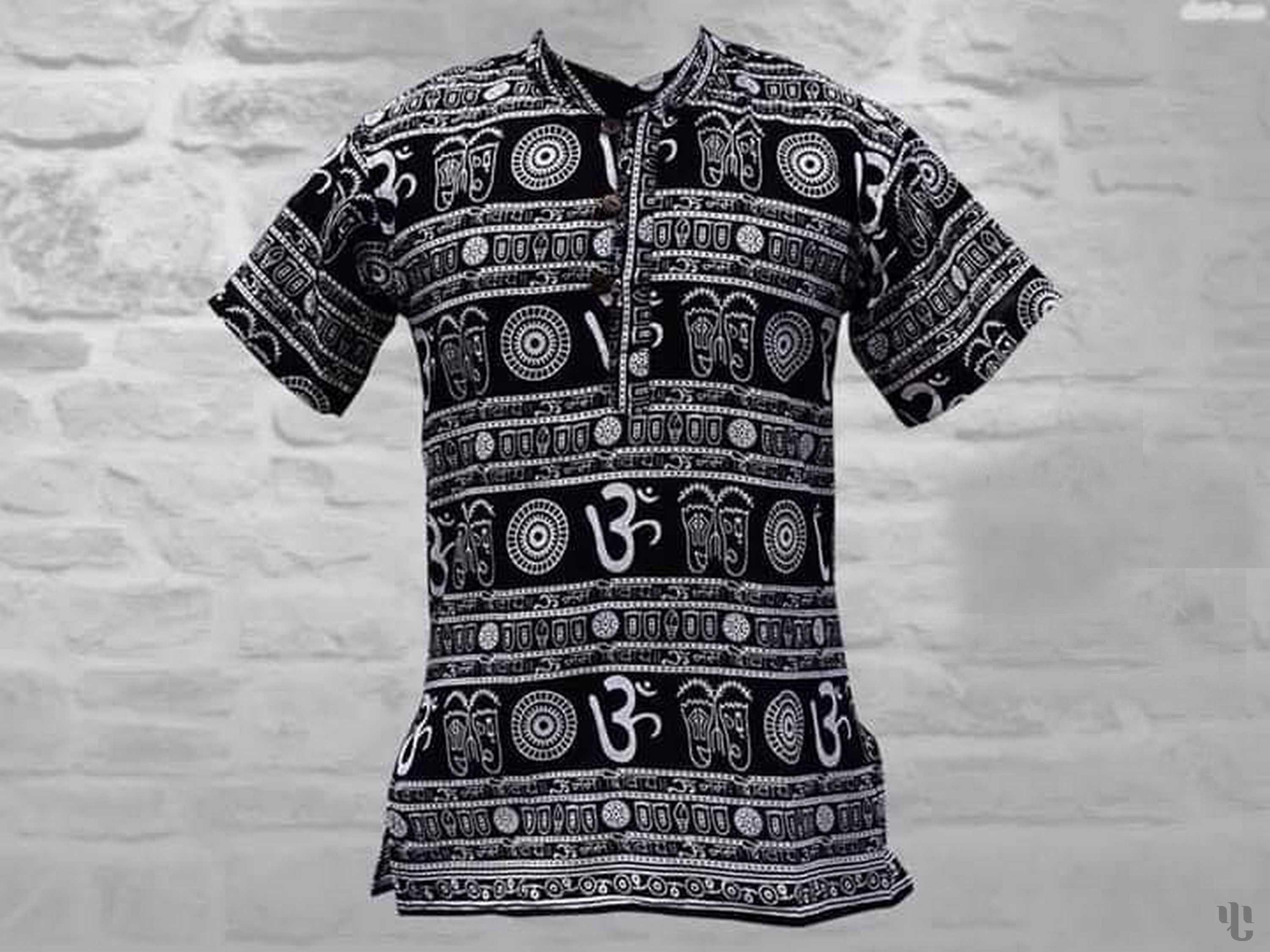 Nepali Handmade Cotton Sage Kurta , Black Dying 