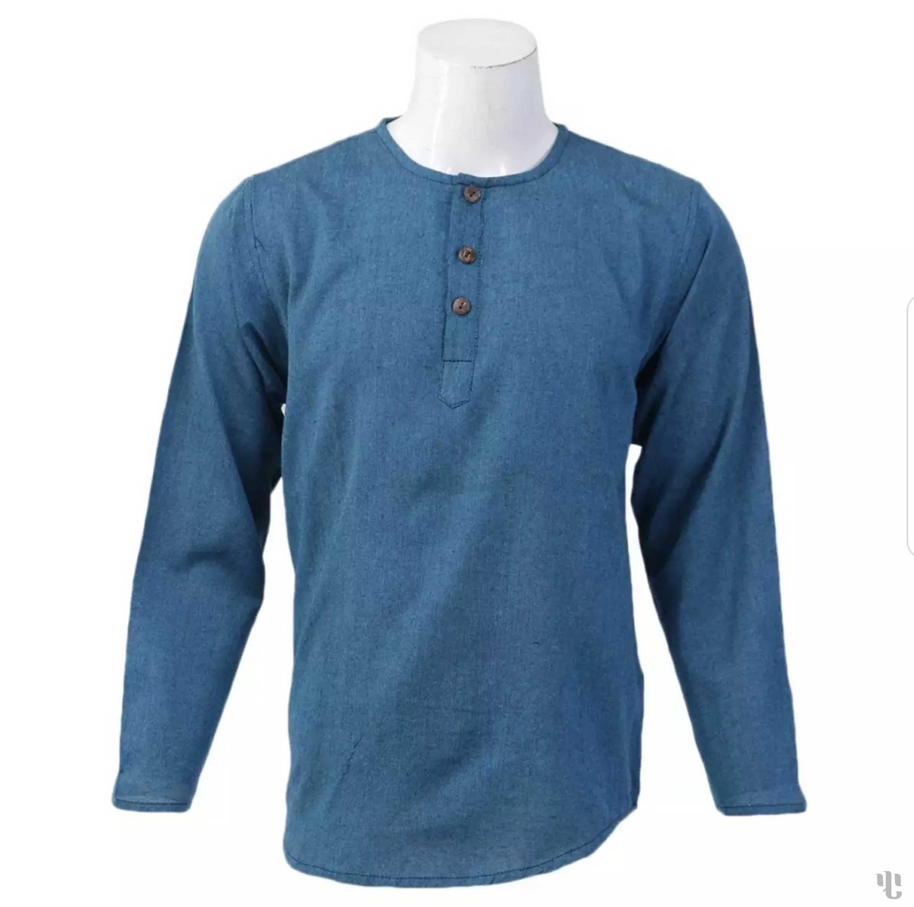 Nepali Handmade Cotton Kurta , Turquoise Blue Dying 