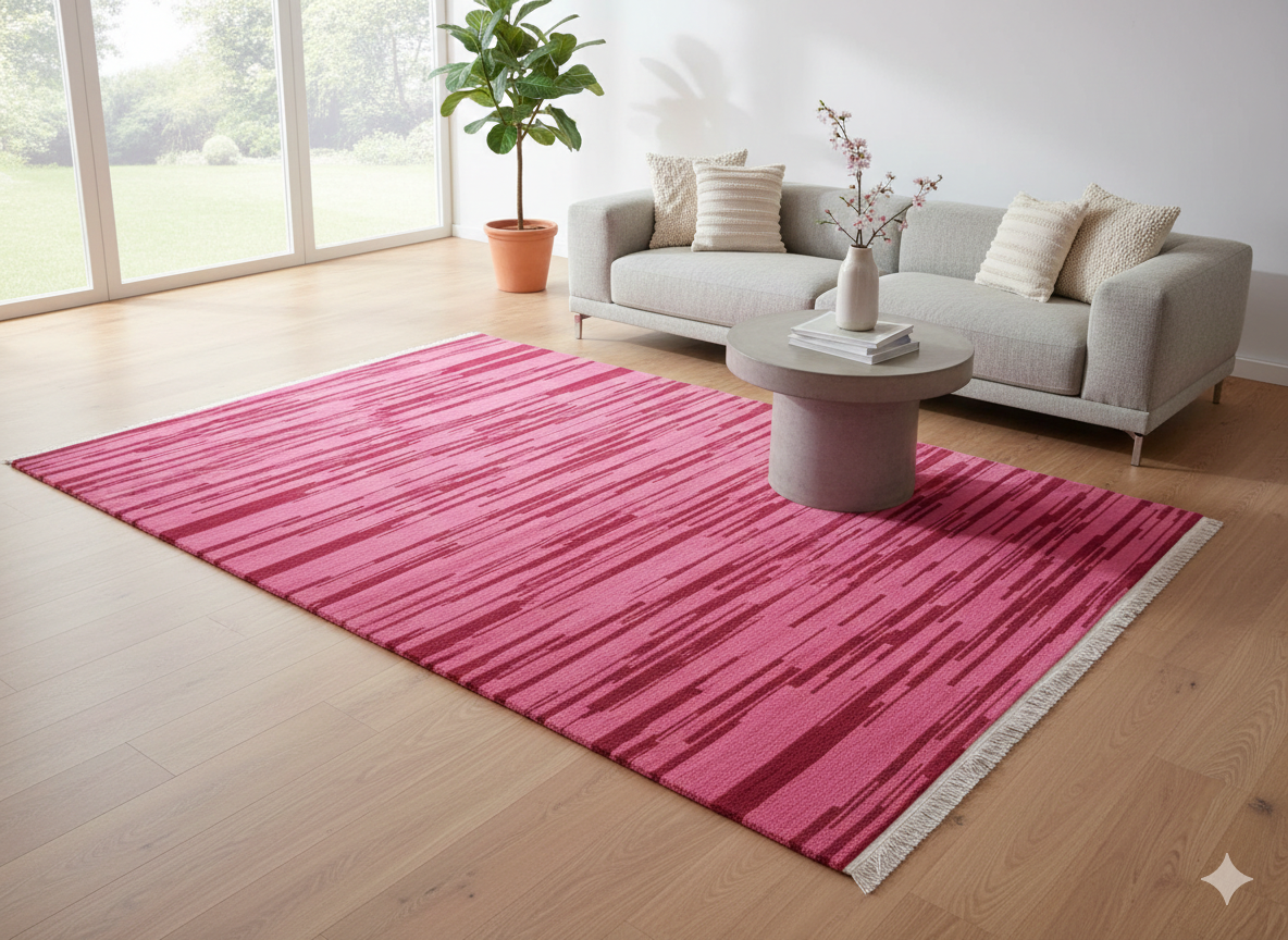 Modern Pink Hand-Knotted Nepali Carpet - Wool, 170cm x 240cm (5.58 x 7.87 ft)