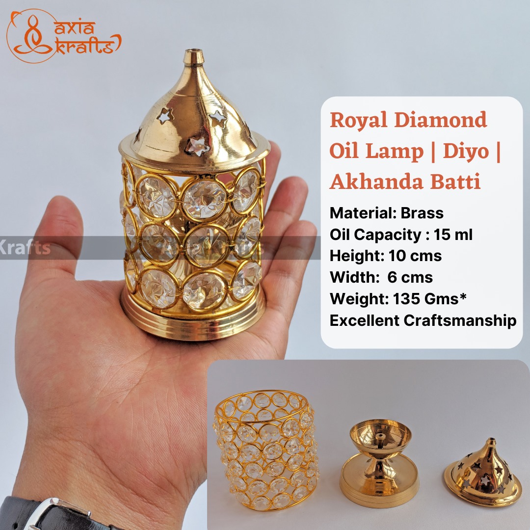 Small Royal Diamond Oil Lamp Diyo Akhanda Batti