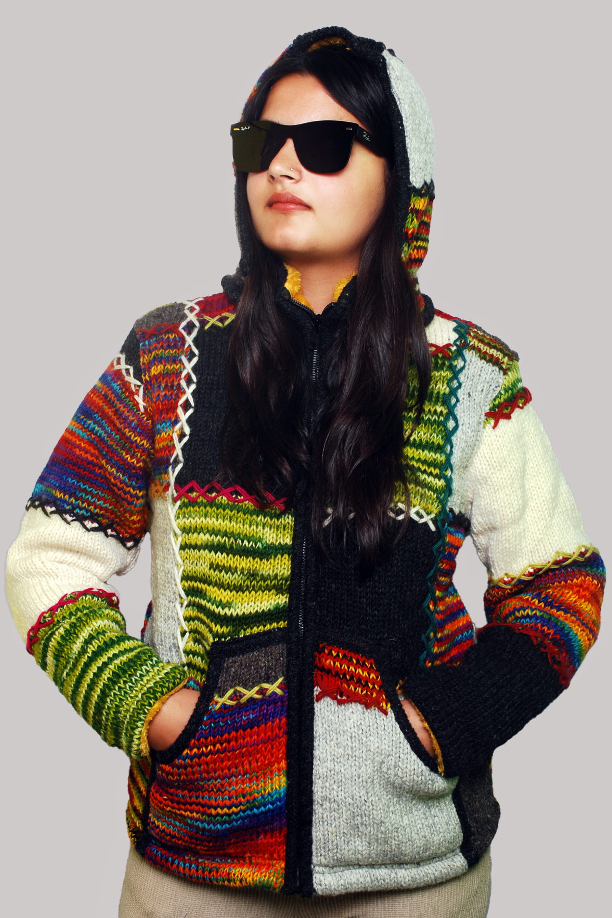 KaleidoStitch Woolen Patch Jacket- Handmade in Nepal