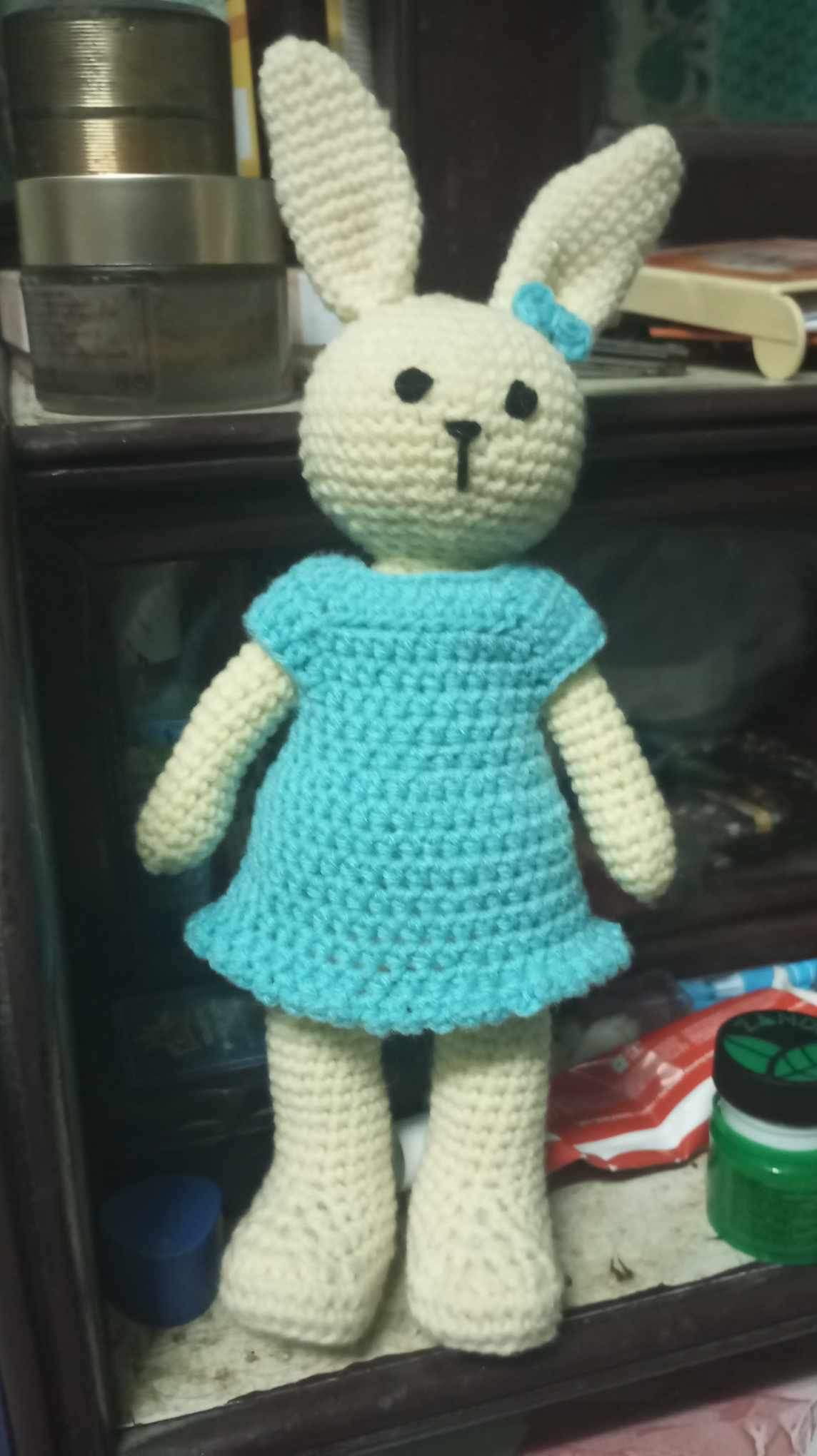Crocheted woolen doll