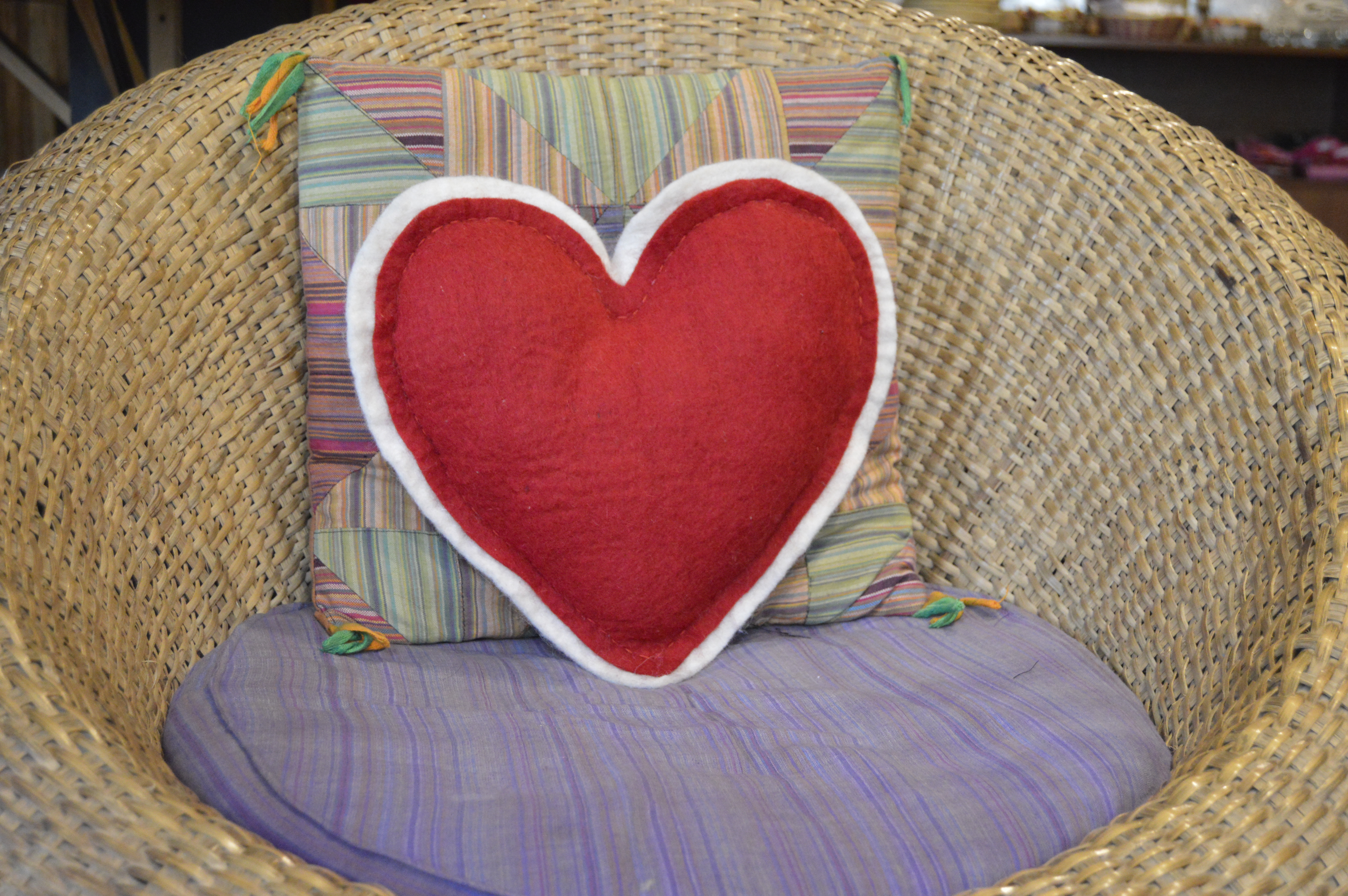 Heart Shaped Felt Handmade Cushion