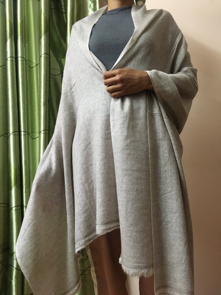 Grey Unisex Soft Fringe Pashmina 