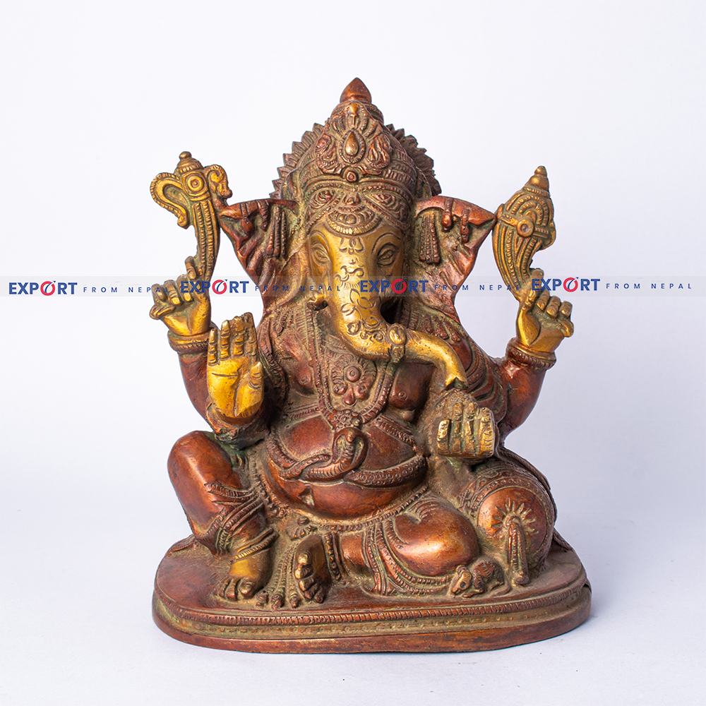 Handmade Four Arms Sitting Ganesh Statue