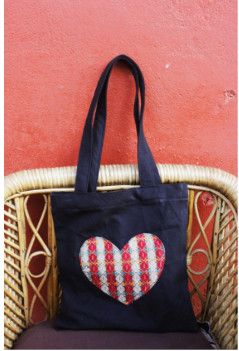 Heart print dhaka bag