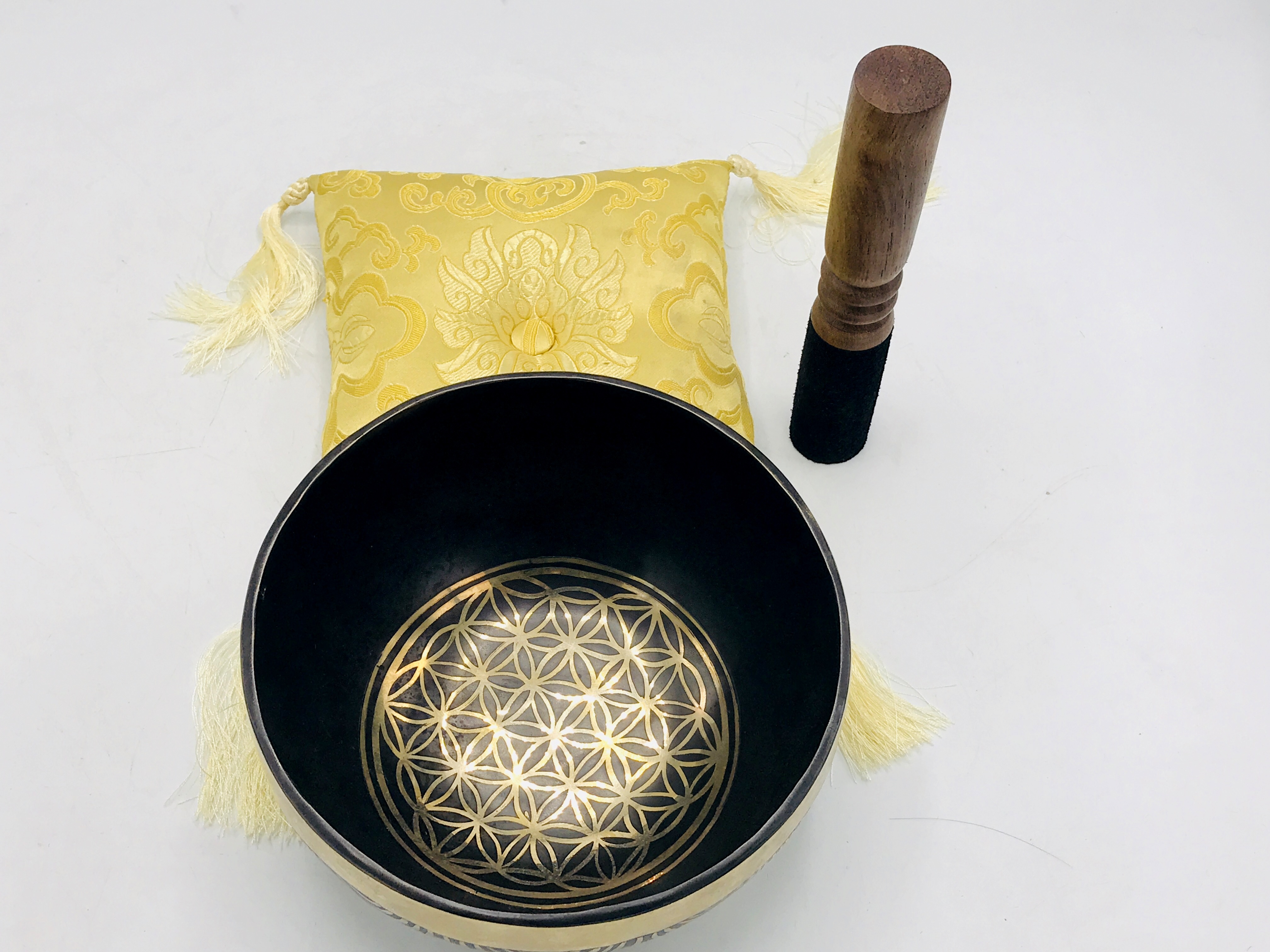 8 Inch Flower of Life Singing Bowl-Flower of Life Design Bowl-Tibetan Flower of Life design singing bowl-Singing Bowl comes with cushion, mallet
