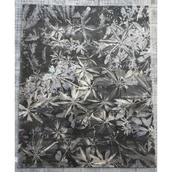 Contemporary Leaf Design Hand-Knotted Woolen Nepalese Tibetan Carpet