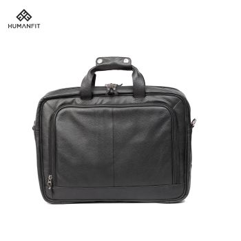 Human Fit Leather Executive Laptop Bag-black