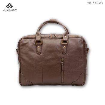 Handcrafted Human Fit Genuine Leather Laptop Bag-brown