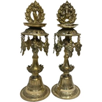 Panas Murti (With Statue) Authentic Nepali Design 14" in Set  of 2