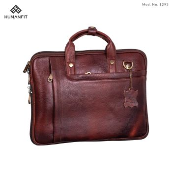 Human Fit Handmade Genuine Leather Slim Expandable Compact Laptop Bag