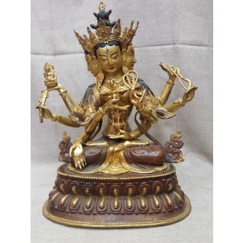 *Old Stock* Statue of Namgyalma Partly Gold Plated with Painted Face.