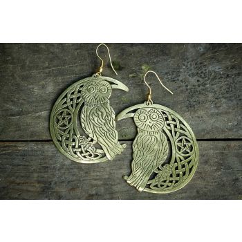 Pair of Owl Designed Brass Earrings 