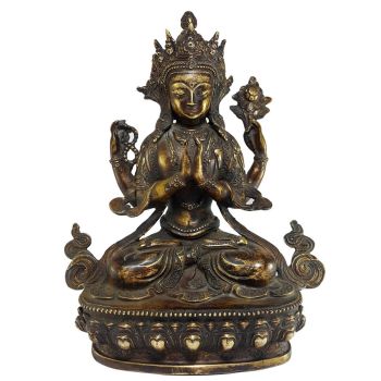 Tibetan Statue of Avalokiteshvara Chengrezig , Good Quality, Bronze Antique Finishing