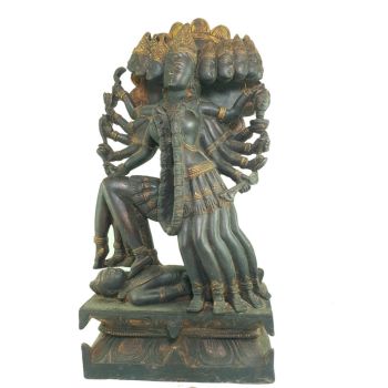 Statue of 10 Head 10 Legs Kali , Antique Finishing