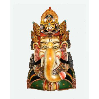 White Wooden Namaste Ganesh Mask