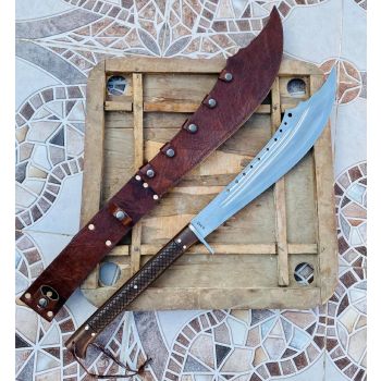 18 Inches Tactical Machete with Leather Sheath