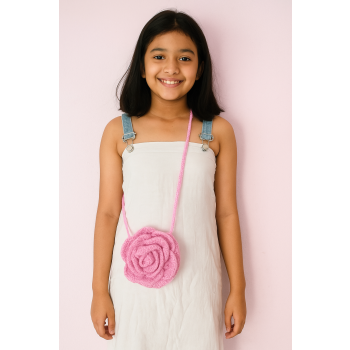 Crochet Pink rose bag