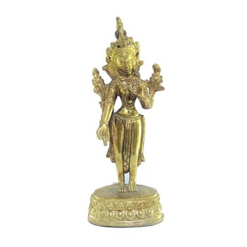 Old Stock , Tibetan Statue of Green Tara, Full Fire Gold Plated , Last Piece