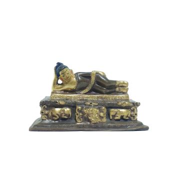  Old Stock , Tibetan Statue of Nirvana Buddha, Patly Gold Plated and Painted Face , Last Piece