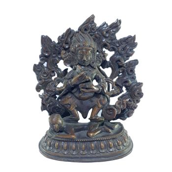  Old Stock , Tibetan Statue of Mahakala 2 arms , Chocolate Oxidized , Last Piece