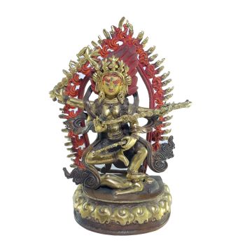 Old Stock , Tibetan Statue of Kurukulla, Partly Gold Plated Partly Gold Gilded , Painted Face , Last Piece