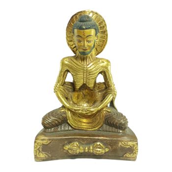  Old Stock Statue of Fasting buddha Partly Gold Plated , Painted Face