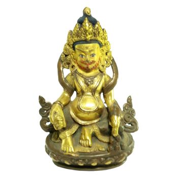  Old Stock Statue of Yellow Jambhala Partly Gold Plated , Painted Face