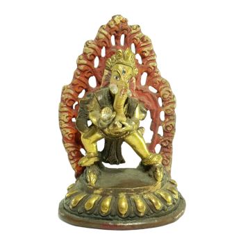  Old Stock Statue of Ganesh Partly Gold Plated , Painted Face, Last 3 P Piece Remaining 