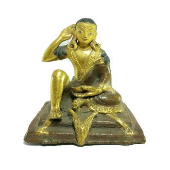  Old Stock Statue of Milarepa Partly Gold Plated , Painted Face, Last Piece 
