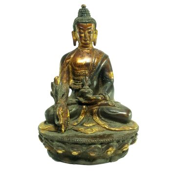 Old Stock Statue of Medicine Buddha Partly Gold Plated , Antique Finishing Last Piece