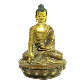  Old Stock Statue of Shakyamuni Buddha Partly Gold Plated , Painted Face, Last Piece 