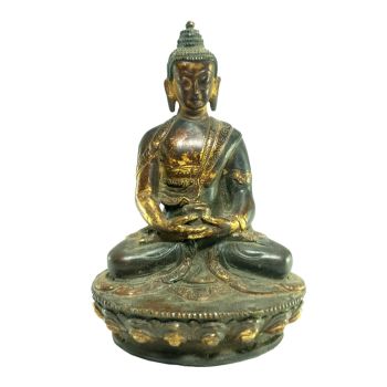 Old Stock Statue of Amitabha Buddha Partly Gold Plated , Antique Finishing Last Piece
