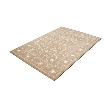 Nepali Handmade Wool and Silk Flower Design Carpet , 100knots , Natural