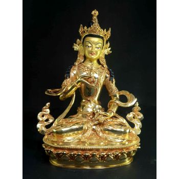 Statue of Vajrasattva Full Gold Plated , Painted Face