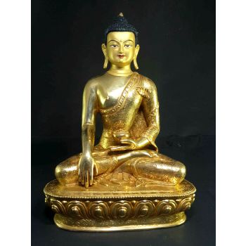 Statue of Shakyamuni Buddha Full Gold Plated , Painted Face