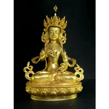 Statue of Vajrasattav Full Fire Gold Plated , Painted face