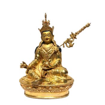 Monastery Quality Statue of Padmasambhava , Full Gold Plated , Painted Face