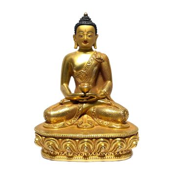  Monastery Quality Statue of Amitabha Buddha , Full Gold Plated , Painted Face 