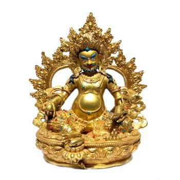  Monastery Quality Statue of Yellow Jambala , Full Gold Plated , Painted Face 