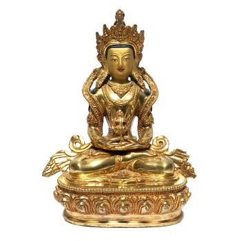  Monastery Quality Statue of Amitabha Buddha , Full Gold Plated , Painted Face 