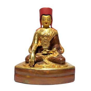  Monastery Quality Statue of guru Partly Gold Plated , Painted Face 