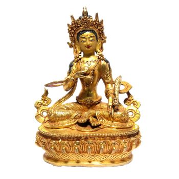 Monastery Quality Statue of Vajrasattva , Full Gold Plated , Painted Face