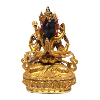 Monastery Quality Statue of Chenrezig Shakti , Full Gold Plated , Painted Face