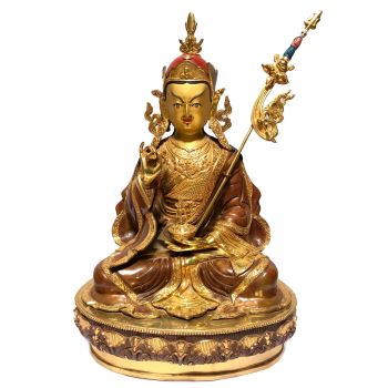  Monastery Quality Buddhist Statue of Padmasambhava Full Fire Gold plated , Painted Face 